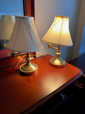 Pair of Brass Swing Arm Table Lamps