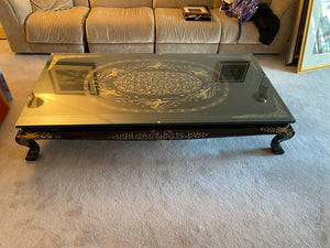 Black Lacquered Chinoiserie Low Profile Coffee Table
