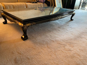 Black Lacquered Chinoiserie Low Profile Coffee Table