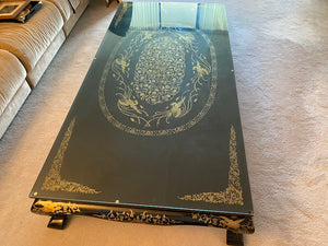 Black Lacquered Chinoiserie Low Profile Coffee Table