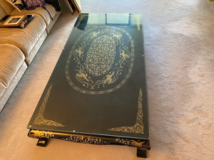 Black Lacquered Chinoiserie Low Profile Coffee Table