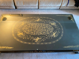 Black Lacquered Chinoiserie Low Profile Coffee Table
