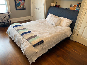 Blue Upholstered Queen Bed Frame