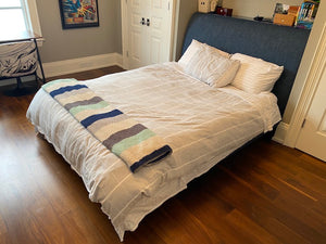 Blue Upholstered Queen Bed Frame