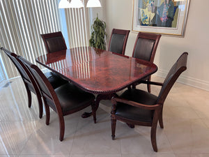 6 "Kincaid" Brown Leather Dining Chairs (*table not included)
