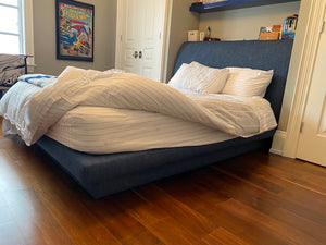 Blue Upholstered Queen Bed Frame