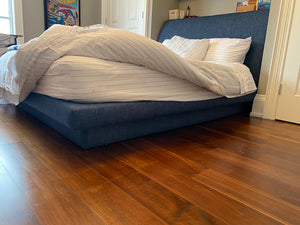 Blue Upholstered Queen Bed Frame