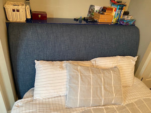 Blue Upholstered Queen Bed Frame
