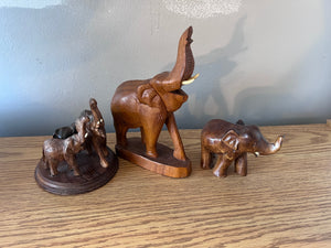 Wood Elephant Decor Lot
