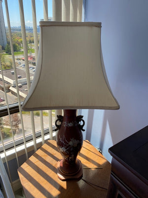 Red/Brass Mother of Pearl Inlay Table Lamp