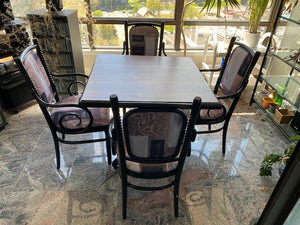 Square Wood Table + 4 Chairs
