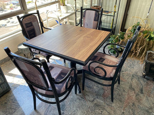 Square Wood Table + 4 Chairs