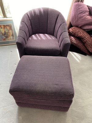 Purple Upholstered Tub Chair + Ottoman