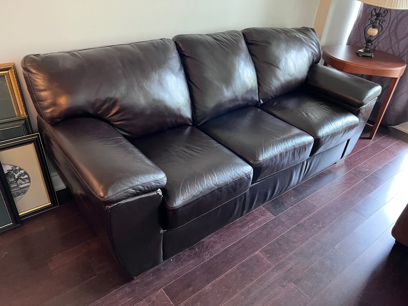 Lazy boy black discount leather sofa