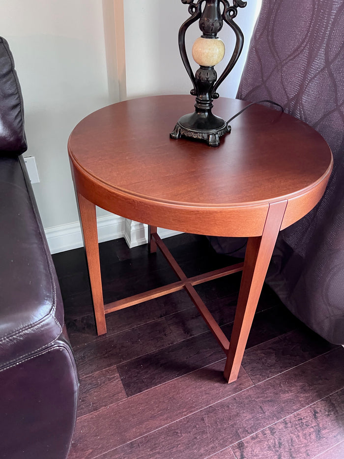 Round Wood Side Table, Made in Canada