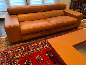 2 'Polaris' Italian Leather Sofas + Leather Coffee Table
