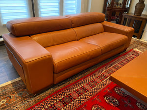 2 'Polaris' Italian Leather Sofas + Leather Coffee Table