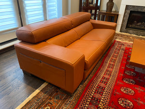 2 'Polaris' Italian Leather Sofas + Leather Coffee Table