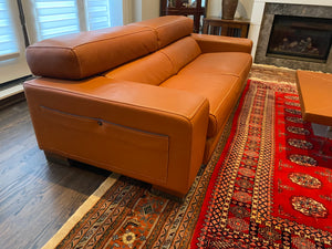2 'Polaris' Italian Leather Sofas + Leather Coffee Table