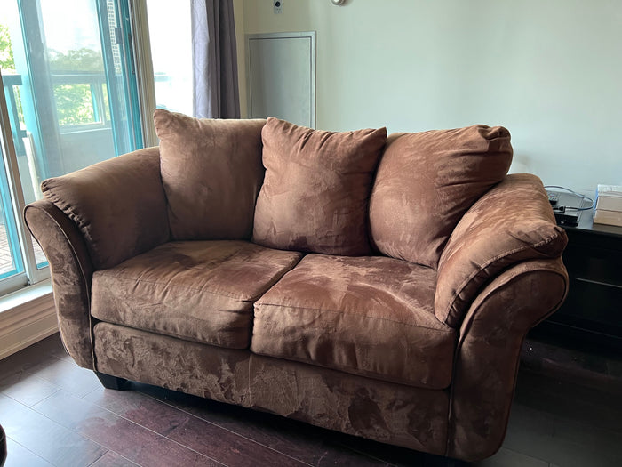 Brown Microsuede Love Seat