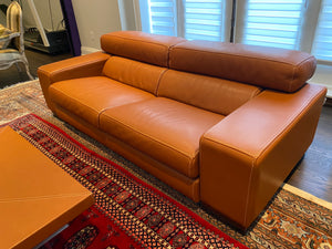 2 'Polaris' Italian Leather Sofas + Leather Coffee Table