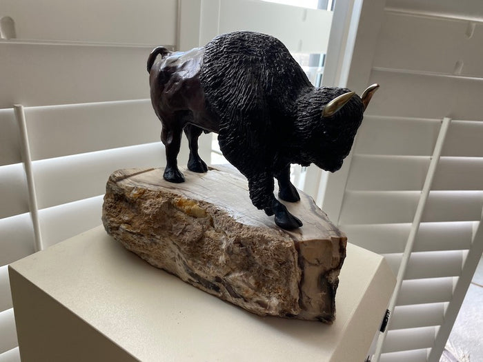 Buffalo Bronze Sculpture by R.S. Bloom