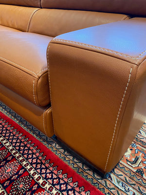2 'Polaris' Italian Leather Sofas + Leather Coffee Table