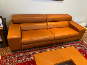2 'Polaris' Italian Leather Sofas + Leather Coffee Table