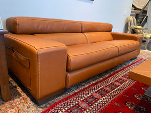 2 'Polaris' Italian Leather Sofas + Leather Coffee Table
