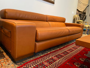 2 'Polaris' Italian Leather Sofas + Leather Coffee Table