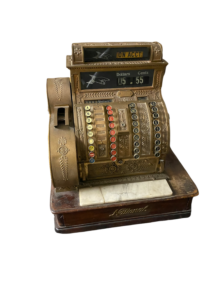 Antique Brass National Cash Register Model 442- Circa 1914