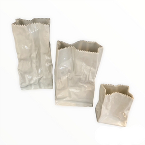 Lot of 3 White Paper Bag Rosenthal Studio Line Vases by Tapio Wirkkala