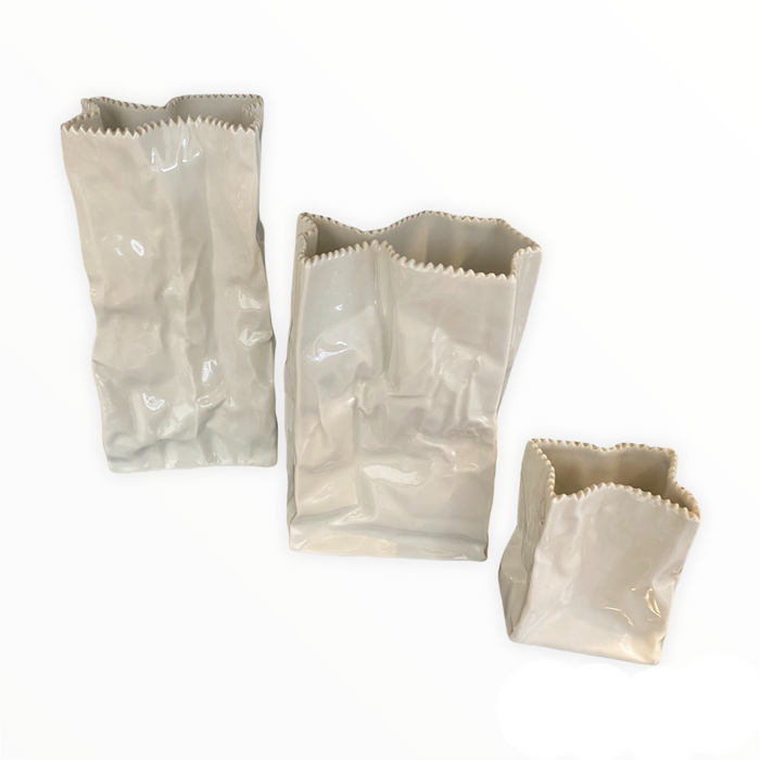 Lot of 3 White Paper Bag Rosenthal Studio Line Vases by Tapio Wirkkala