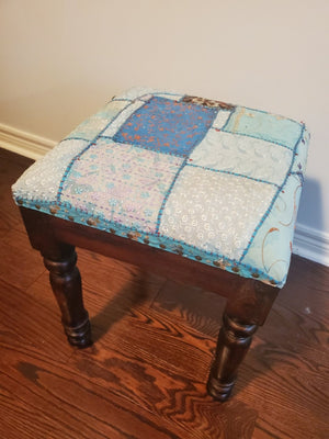 Blue Patterned Stool