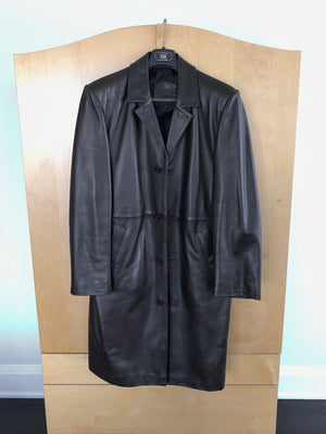 Men's Suchy Las Long Brown Leather Coat- Size M
