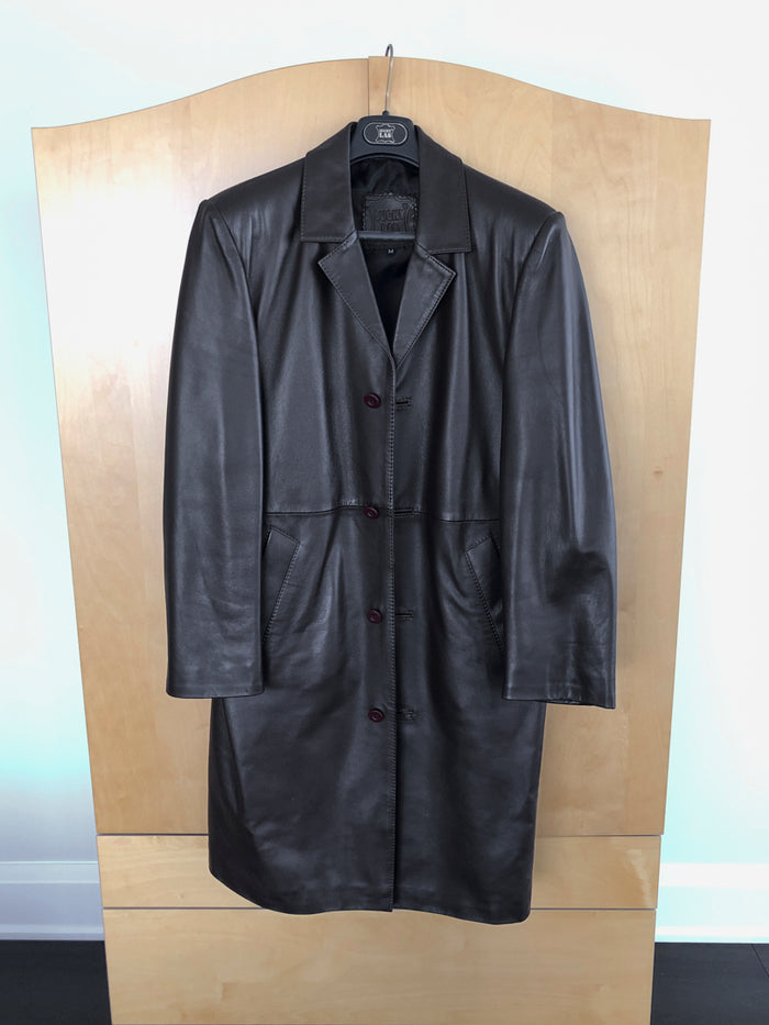 Men's Suchy Las Long Brown Leather Coat- Size M