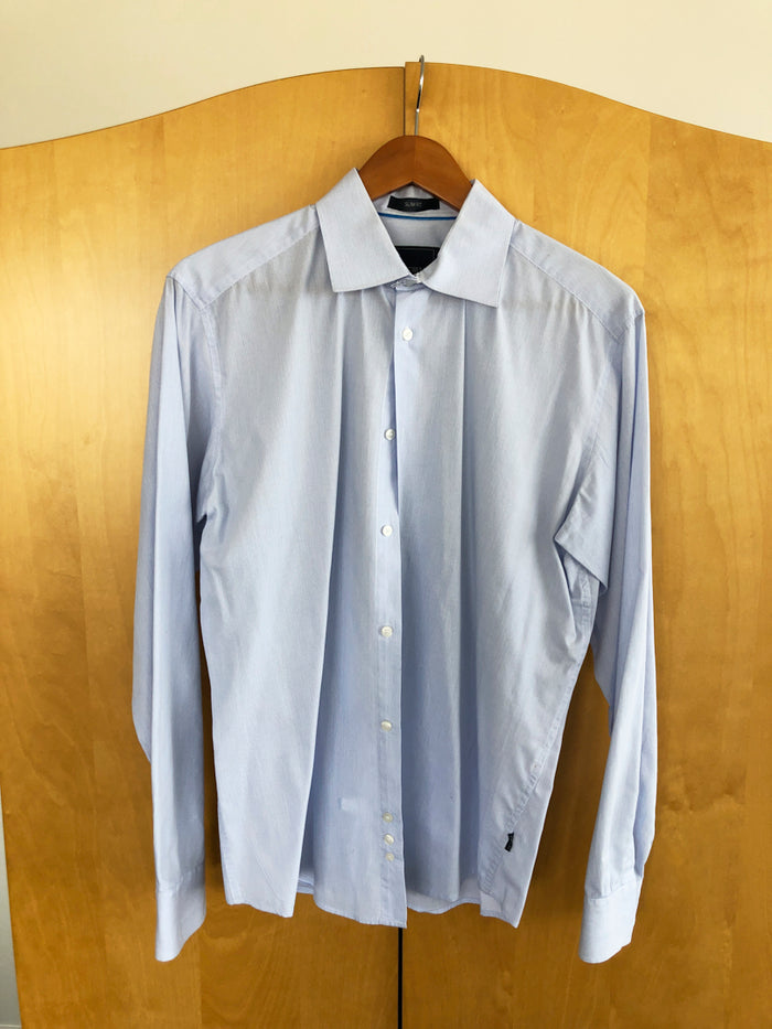 Men's Tatuum Ready to Wear Slim Fit White Striped Shirt- Size M