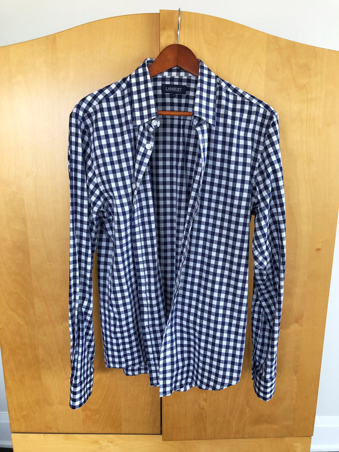 Men's Lambert Blue Checkered Shirt- Size 41