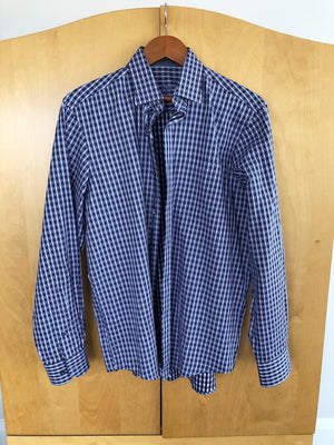 Men's Bugatchi Uomo Blue & White Patterned Shirt- Size 41