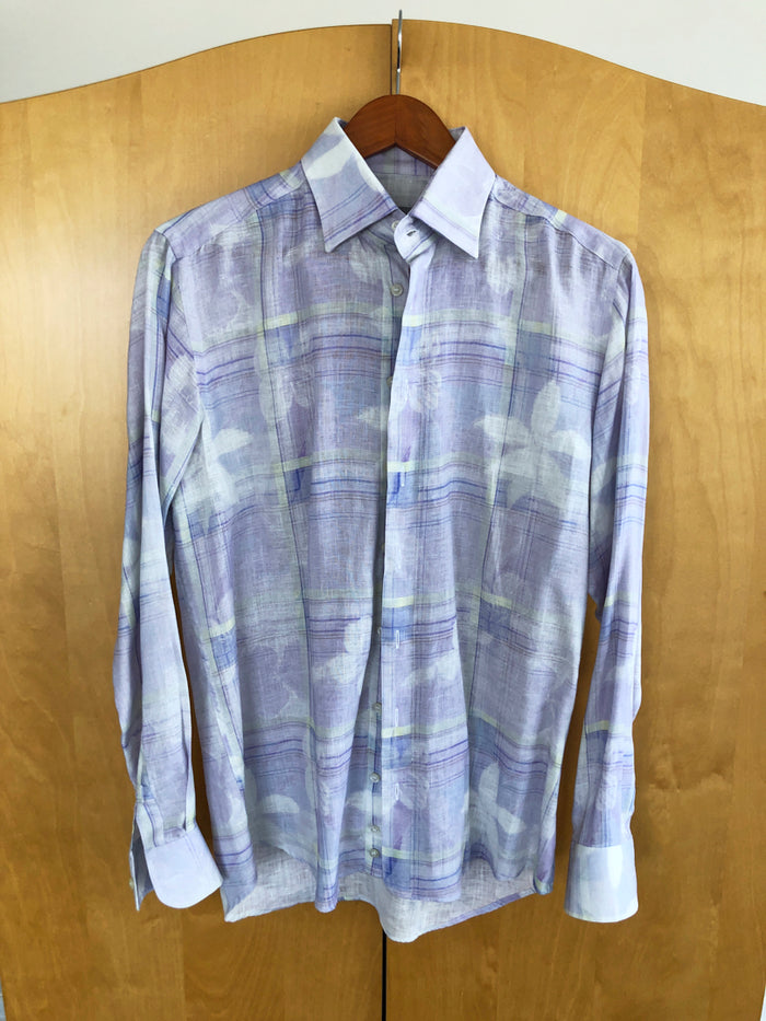 Men's Etro Purple Patterned Shirt Made in Italy- Size 39