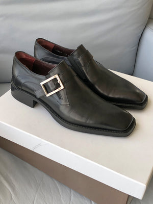 Men's Cesare Paciotti Black Leather Buckle Shoe- Size 7