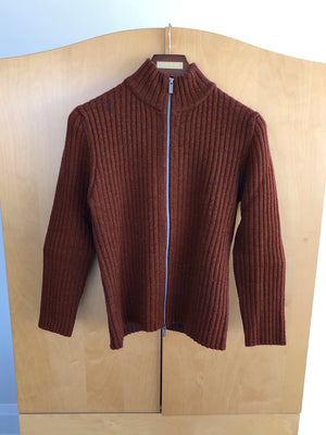 Men's Z Zegna Sport Red Wool Full Zip Sweater