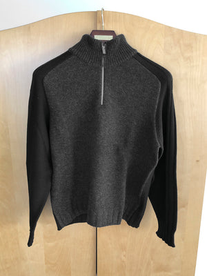 Men's Z Zegna Sport Charcoal & Black Quarter Zip Sweater