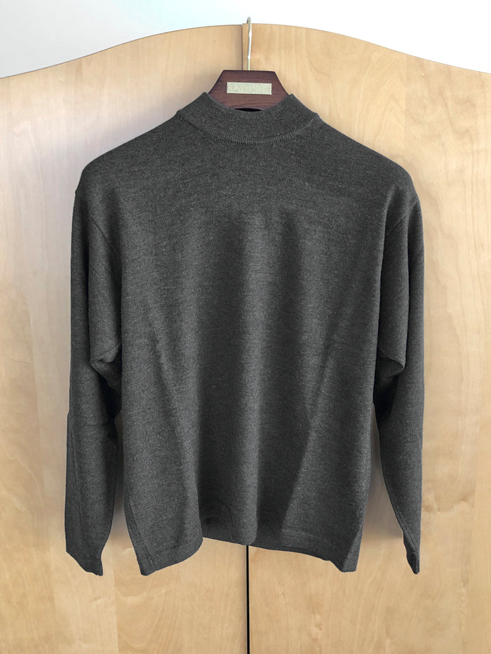 Men's Wayne Gretzky Dark Grey 100% New Wool Mockneck Sweater