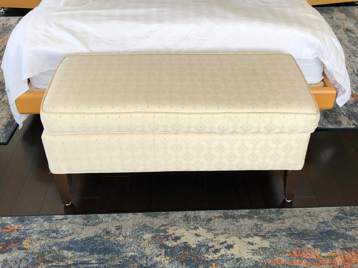 Cream Upholstered Bench Ottoman