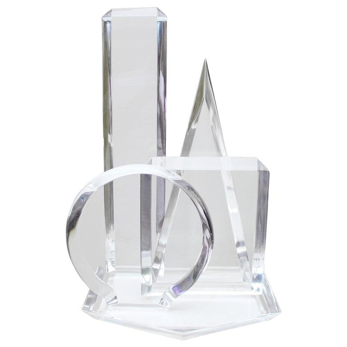 Lucite GEOMETRIC SKYLINE Sculpture by Hivo Van Teal (Signed)