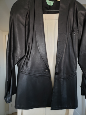 Women's Leather Bally Black Jacket & Cream Skirt
