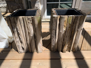 2 Outdoor Wood Panelled Planters