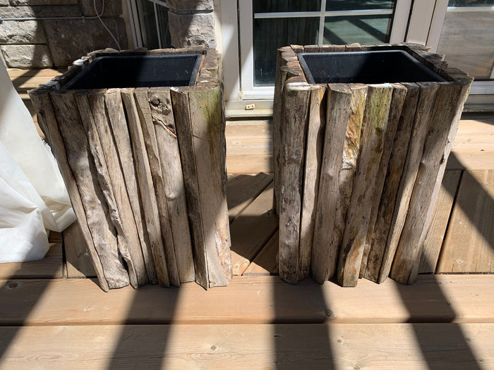 2 Outdoor Wood Panelled Planters