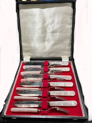 Mother-Of-Pearl Handled Fish Slice & Fork from Birks